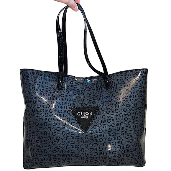 Guess Bags Nwot Guess Designer Tote Bag Dark Greyblack Poshmark